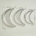 Three-piece set of crescent moon glass serving trays with luxury hammer texture and silver finish - Three-Piece Set / Electroplated Silver