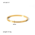 Minimalist 18k gold stainless steel bangle with single row cubic zirconia inlay - 18K Gold / Gold Inlaid Zirconia Style (HF-B5117)