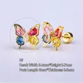 Piercing hélix papillon en acier 316L doré avec cristaux colorés et brillants - 3# Papillon - Or
