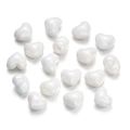 Iridescent heart-shaped beads in creamy white pearl finish for DIY jewelry crafts - 13X15mm / White