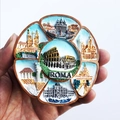 Handcrafted resin Roma souvenir fridge magnet featuring 3D Colosseum and landmarks - Rome 7 Views Colosseum