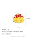 Christmas bell pendant in 18K gold-plated stainless steel with red and yellow enamel - Christmas Bell
