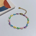 Pulsera de mariposas coloridas bañada en oro 18k con dijes de esmalte y ajustable - Pulsera