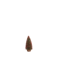Miniature flocked Christmas tree with red berries on natural round wooden base - 10cm / Green