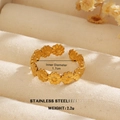 18k gold plated stainless steel open ring with continuous daisy flower design for women - Continuous Daisy Shape (853)