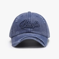 Vintage Navy Blue Washed Cotton Baseballkappe mit Bluefin 3D-Stickerei und Metallringen - Verstellbar / Marineblau