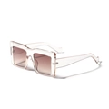 Übergroße quadratische Sonnenbrille mit champagnerfarbenem Rahmen und braunen Gläsern - Transparentes Tee