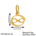 Detailed view of Cancer zodiac charm with dimensions 1cm and weight 0.8g for DIY necklaces - Gold Cancer (Polished)