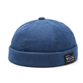Berretto docker in velluto a coste blu navy, stile retrò hip-hop senza tesa per uomo e donna - Regolabile / Blu
