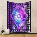 Dettaglio di un arazzo astrologico con motivi mistici di sole e fasi lunari celesti - Astrologia Viola Scuro Blu (GT107505) / 73X95CM (Spazzolato Transfrontaliero)
