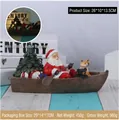 Christmas Santa Claus in a rowing boat resin ornament with LED tree and animals - Boating Party