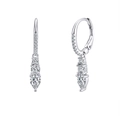 Luxurious S925 silver earrings with pear-cut zircon stones and pavé set diamonds - Lze60-p