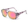 Purple translucent steampunk sunglasses with red-orange reflective revo lenses - Purple Frame Purple Mirror C7