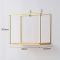 Nordic round gold iron wall shelf with wood base and size dimensions 20x16.5x10.5cm - Gold - Horizontal Small Rectangle