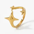 Anello a stella regolabile in oro 18 carati per donna con finitura lucida - Design a Stella (KD773) / Oro