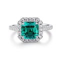 Bague élégante en argent 925 avec zircon taille émeraude et sertissage halo pavé - US 5 / Zirconia Vert (CBJZ089)