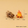 Miniature Christmas bonfire campfire model set with wood logs and orange resin flame - Firewood Set of 2