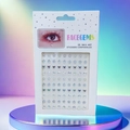 Iridescent face gems with stars and hearts on white card over gradient background - Star Heart Pearl White