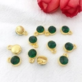 Green birthstone crystal charms with 12 gold plated alloy pendants for DIY jewelry - Gold May - Dark Green