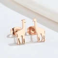 Minimalist rose gold giraffe stud earrings for women on a clean white background - Giraffe Rose Gold