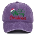 Washed purple baseball cap with Santa Claus Merry Christmas embroidery and vintage finish - Adjustable / Purple