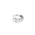 Macro shot of silver ear cuff with multi-layer C-shape and pavé set white zircons - Silver Single Row