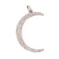 Silver moon pendant with white cubic zirconia pavé setting and top ring closure - Silver Full Zircon Large Moon