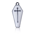 Pendentif blanc en forme de cercueil avec croix noire et boucle pour bijoux DIY - Croix Blanche Émail Noir