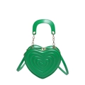 Green heart-shaped handbag with quilted pattern and gold zipper details in faux leather - Green