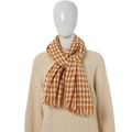 Houndstooth pattern thick winter scarf in caramel and white with fringe details - Large Houndstooth Ginger