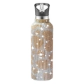 32oz stainless steel tumbler with gold and silver rhinestone camo pattern and straw - 350ml (12oz) / Cow Pattern Champagne