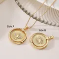Collana rotante dorata con aquila, incisione Espirito Santo e cristalli brillanti - Oro-Tondo Spirito Santo (Rotante a Doppia Faccia)