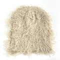 Detaillierte Textur der beige gestrickten Mütze mit einzigartigem flauschigem Fransen-Design - 3# Beige