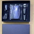 8oz matte black stainless steel hip flask gift set with cups and funnel in a black box - 8oz Matte Black 4 Cups Set 230ml