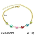 18K gold plated stainless steel anklet with colorful evil eye beads and lobster clasp - Gold Multi-color Evil Eye (KJ1907-Z)