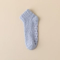 Thick light purple coral fleece socks with anti-slip silicone dots for home comfort - Light Blue