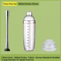 1000ml scale shaker set with 30cm stainless steel muddler and PC cover on green background - 1000ml 3-Piece Set