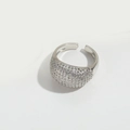 Anillo abierto ajustable plateado con circonitas cúbicas en estilo de lujo francés - Estilo Circonia Ovalada Estrecha (JZ0512椭圆锆石戒指（窄）)