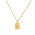 18k gold plated stainless steel square necklace with zircon letter E pendant - Letter E(S-N150-E)
