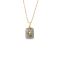 Collana a fulmine dorata con ciondolo rettangolare in pietra naturale grigia da donna - Fulmine Grigio (2# Pietra Flash Grigia)