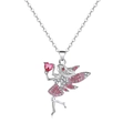 Silberner Feen-Anhänger mit rosa Herz-Edelstein und Strass-Flügeln für Mädchen - Verlauf Rosa