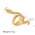 Minimalist snake-shaped open ring in 18k gold plating featuring detailed scales - Long Snake Scale Open Style (NB-R2023012)