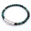 Men's Phoenix stone beaded bracelet featuring blue-green natural textures and magnetic clasp - Phoenix Stone Texture Style (KB204633-SJ)