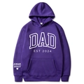 Sweat à capuche violet avec impression DAD EST 2024 et détail de manche personnalisé - S / Hauts / Violet