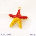 Colgante de estrella de mar en metal degradado rojo y amarillo, medida 24x21mm - Forma de Estrella de Mar (KLJ10768-ZLA)