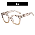 Cat eye blue light glasses with C5 leopard print frame and tea gradient lenses - Leopard Patchwork Tea