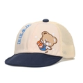 Infant baseball cap with blue brim, beige mesh back and cute bear embroidery detail - 48-50cm / Navy Blue