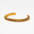 Moderner vergoldeter Edelstahl-Armreif mit geflochtener Curb-Chain-Struktur - Gold Panzerkette Stil (KAS990)