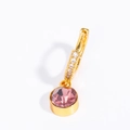 Pendientes de aro dorados con colgante redondo de circón rosa brillante - Junio (Rosa)