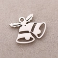 Silver stainless steel Christmas bell pendant with holly leaves for DIY jewelry making - DY835-1 Steel Color Bell